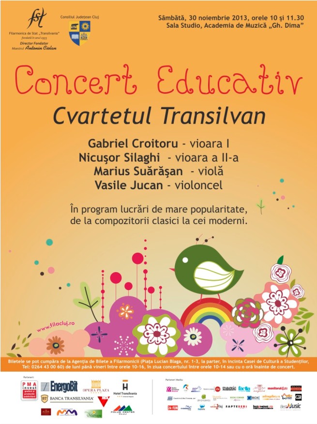 30.11 – Concert Educativ sustinut de Cvartetul Transilvan