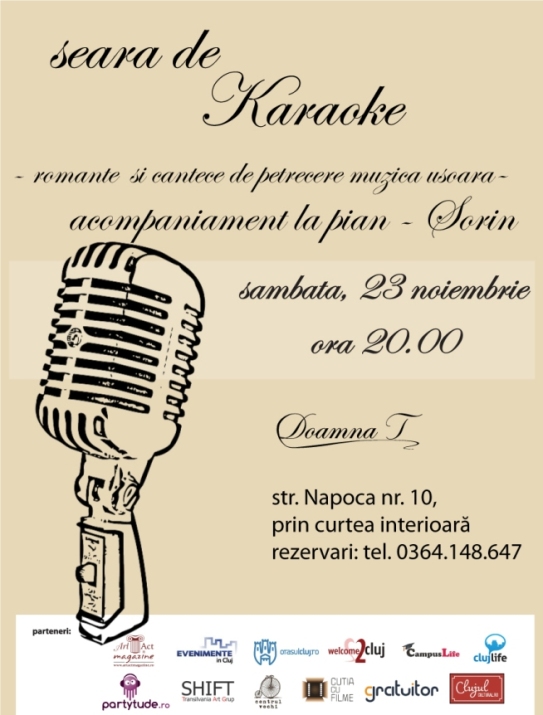 23.11 – Seara de Karaoke in Doamna T