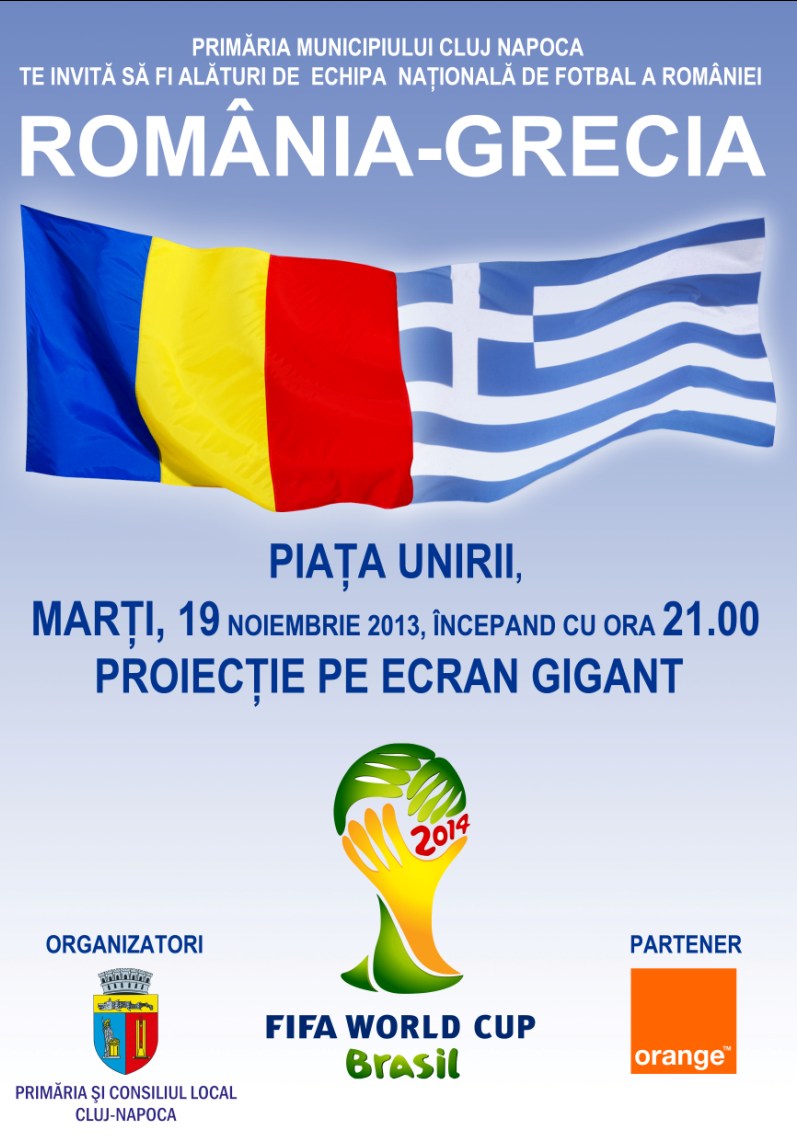 19.11 – Hai Romania! Meciul Romania-Grecia transmis live in Piata Unirii