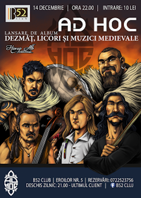 14.12 – Concert live “Dezmăţ, Licori şi Muzici Medievale” cu trupa AD HOC, la Cluj-Napoca