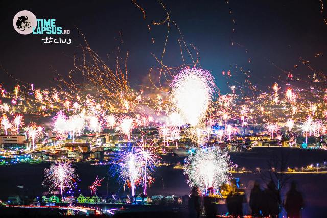 VIDEO Cum s-a văzut noaptea de Revelion de sus. Time lapse spectaculos la Cluj-Napoca