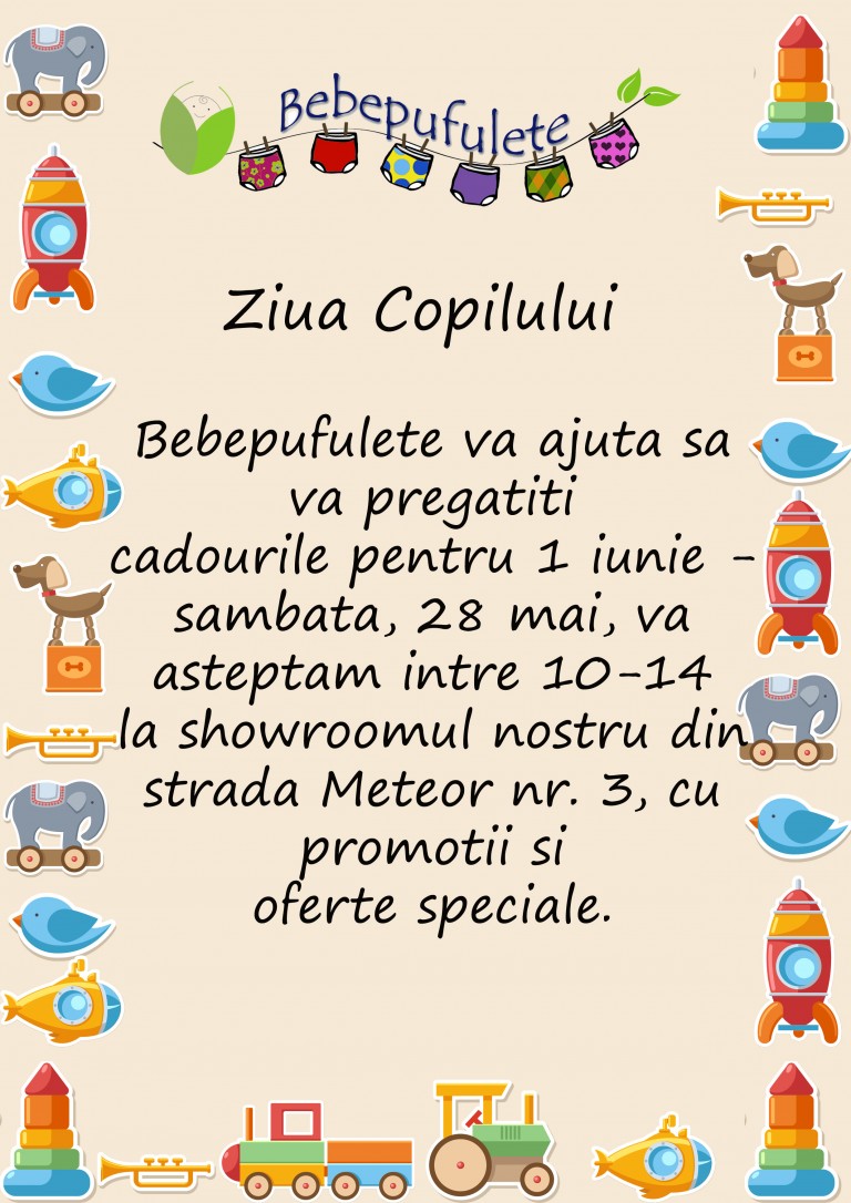 26.05-1.06 Pregătește ziua copilului la Bebepufulete: sâmbătă te așteaptă oferte speciale