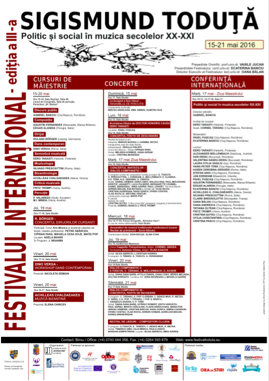 15-21.05 Festivalul International: “Sigismund Toduță”
