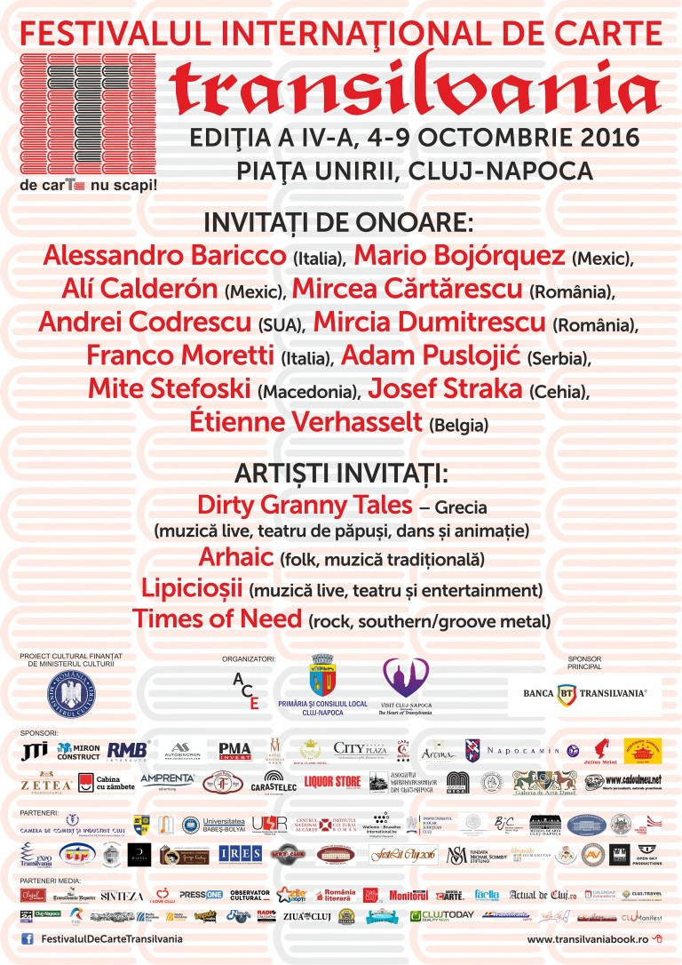 09.10 Programul de azi Festivalul Internaţional de Carte Transilvania