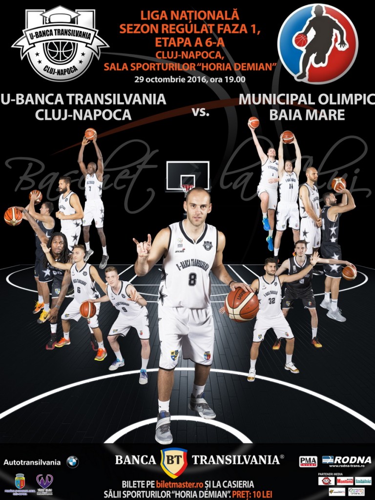 29.10 Meci de baschet: U-Banca Transilvania – Municipal Olimpic Baia Mare
