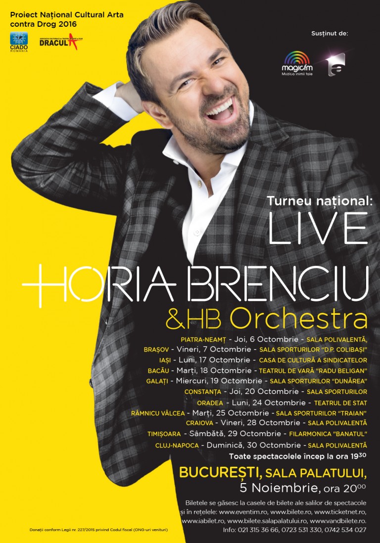 30.10 Horia Brenciu & HB Orchestra Live în Cluj-Napoca
