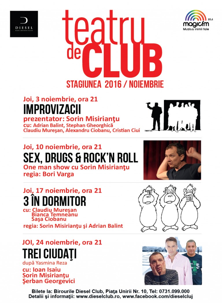 17.11 Teatru de club: TREI ÎN DORMITOR