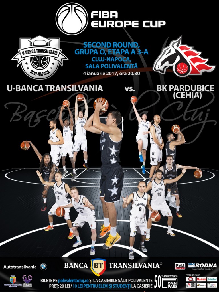 04.01 Meci de baschet: U-Banca Transilvania vs BK Pardubice