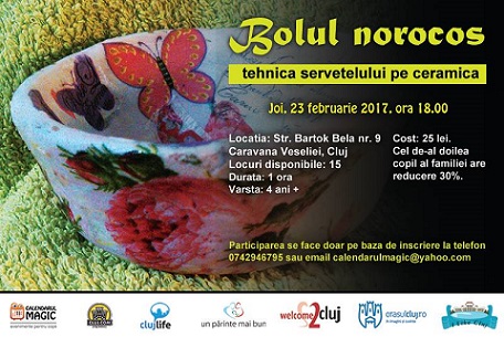 23.02 “Bolul norocos” – tehnica servetelului pe ceramica