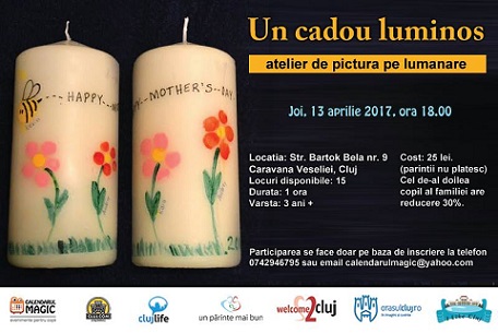 13.04 “Un cadou luminos” – Atelier de pictura pe lumanare pentru copii