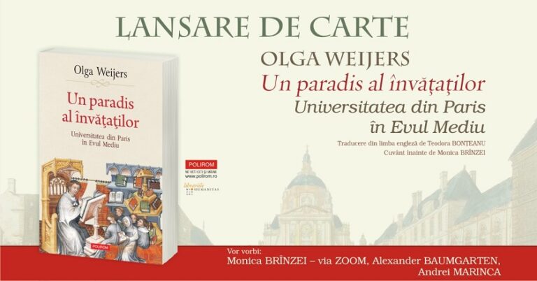 11.04 Lansare de carte: Un paradis al învăţaţilor. Universitatea din Paris în Evul Mediu