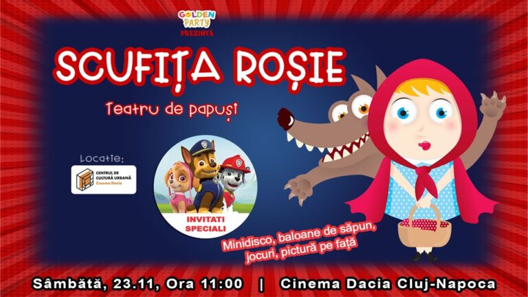 23.11 Spectacol teatru de păpuși pentru copii: Scufița roșie si invitatii speciali