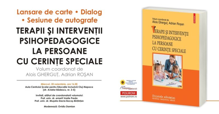 20.11 Lansare de carte: Terapii şi intervenţii psihopedagogice la persoane cu cerinţe speciale