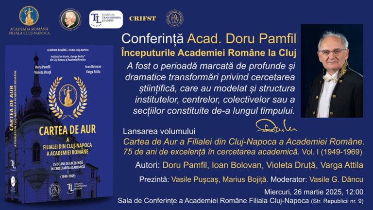 26.03 Conferința: Începuturile Academiei Române la Cluj