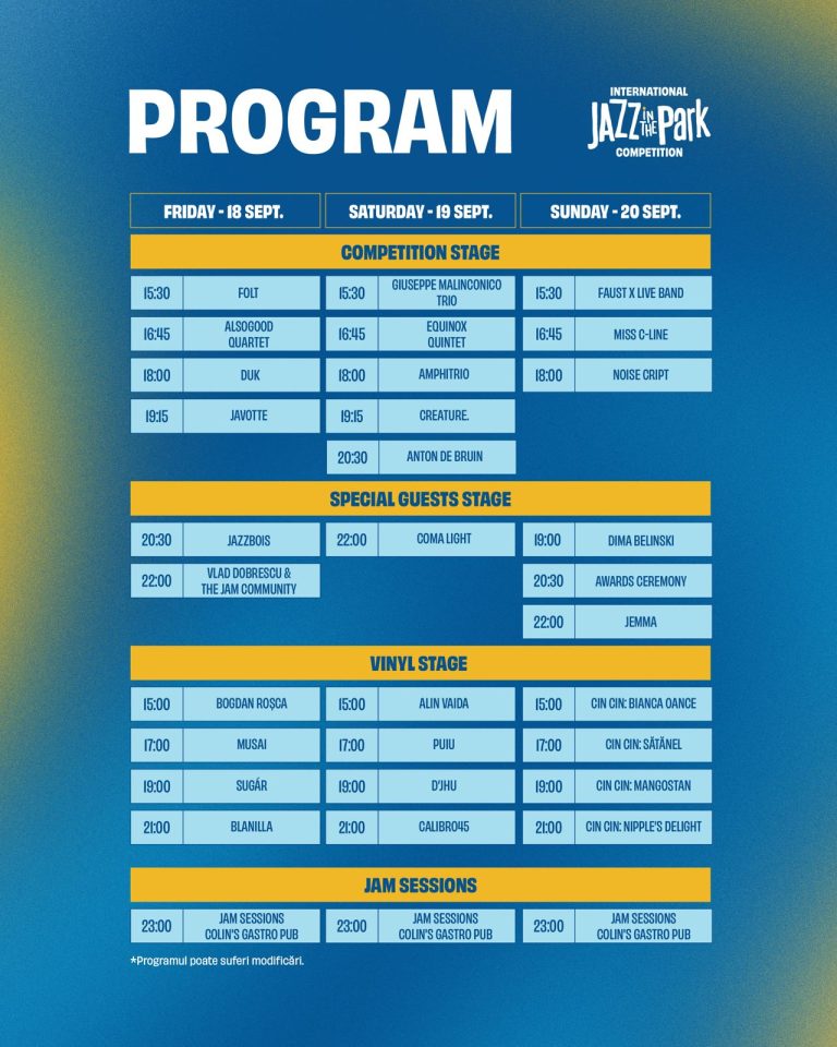 Jazz in the Park Competition anunță programul complet